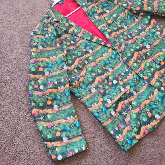 Christmas Green Dress Jacket Ornaments & Light up mode Adult size XXL - Picture 3 of 7